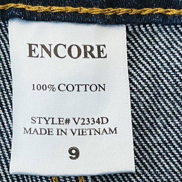 Encore Jeans Women Destroyed Dark Blue Denim Jeans Size 9 High Rise Straight NWT - Picture 9 of 14